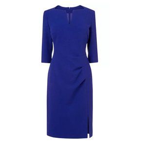 LK Bennett Dr Kiel Blue Pleat Dress Kate Middleton Women's Size 4 Classic Classy